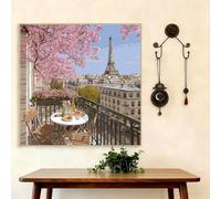 Doofeyaa Diamond Painting Adulte Fleurs de Cerisier, 5D DIY Broderie Diamant Kit Complet Paris, Peinture Diamant Artisanat Strass Point de Croix Painting pour Débutant, Cadeau Femme 20x20cm G8-1064