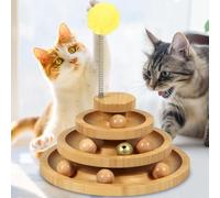 DoogCat Piste à balles pour chat - Tour à balles pour chat à 3 niveaux avec 9 balles amovibles pour jeu interactif et exercice physique physique - Grande taille