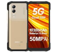 DOOGEE 5G Telephone Incassable Blade 20 Turbo, 32Go+256Go(Extension 2To), Batterie 10300mAh&15,8mm D'épaisseur, Écran Plein de 6,6, Caméra IA 50MP, Android 15 Étanche Smartphone Renforcé, NFC Or