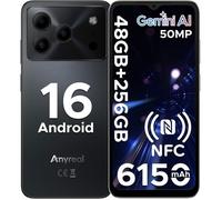 DOOGEE ANYREAL NOTE56 Plus Smartphone 6.56"" 48Go (6+42) RAM /256Go ROM 6150mAh 50MP Android 16 Portable 4G Double SIM GPS Noir