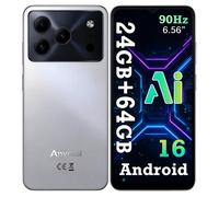 DOOGEE ANYREAL NOTE56 Smartphone 6.56"" 24Go (3+21) RAM /64Go ROM 6150mAh Android 16 8MP Téléphone Portable 4G Double SIM GPS Blanc