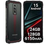 DOOGEE Blade10 Energy Smartphone Incassable Android 15, 24GO+128GO/2TO Smartphone 2025, 90Hz 6.56"" HD+, 6150mAh Telephone de Chantier, 16MP+8MP, 4G Dual SIM/NFC/IP68/OTG/FACE ID, Rouge