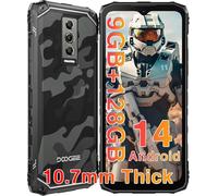 DOOGEE Blade 10 Téléphone Portable Robuste,9 Go de RAM 128 Go ROM Smartphone Android 14,écran Waterdrop HD+ de 6,56",Caméra 16MP+8MP,Triple Card Slot,IP68/IP69K for Outdoor (Camouflage Gray)
