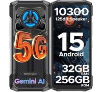 DOOGEE Blade 20 Play Telephone Portable Incassable 5G 32GB+256GB 10300mAh/33W Android 15 Smartphone Incassable 125dB Speakers Effet Lumière LED Smartphone Caméra 50MP/WIFI6/NFC/Face ID - Noir