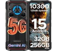 DOOGEE Blade 20 Play Telephone Portable Incassable 5G 32GB+256GB 10300mAh/33W Android 15 Smartphone Incassable 125dB Speakers Effet Lumière LED Smartphone Caméra 50MP/WIFI6/NFC/Face ID - Rouge