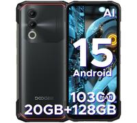 DOOGEE Blade 20, smartphone robuste avec écran HD+ 6,6 pouces 90 Hz, déverrouillé, Android 15, processeur T7200, 20 Go de RAM (4 Go + 16 Go extensibles) + 128 Go de stockage, batterie 10 300 mAh, NFC,