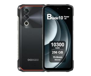 DOOGEE Blade10 Power Telephone Incassable, Batterie 10300mAh, 24 Go RAM + 256 Go ROM, Écran 6.6 Pouces HD+ 90Hz, AI Camara 50MP, Octa-Core, Android 14, Double SIM, NFC, Debloqué, 2024 - Noir