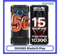 DOOGEE Blade20 Play 5G téléphone robuste 32GB 256GB 6.6 ''affichage Gemini Al 10300mAh batterie 125dB haut-parleur 50MP téléphone portable 8GB 256GB Red