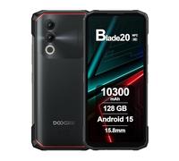 DOOGEE Blade20 Telephone Incassable Android 15, 10300mAh, 20 Go RAM+128 Go ROM, Écran 6.6" HD+ IPS 90Hz, 16MP AI Camara, Octa-Core, Triple Slot, NFC, Smartphone Incassable Debloqué, 2025, Noir