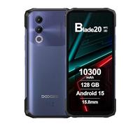 DOOGEE Blade20 Telephone Incassable Android 15, 10300mAh, 20 Go RAM+128 Go ROM, Écran 6.6" HD+ IPS 90Hz, 16MP AI Camara, Octa-Core, Triple Slot, NFC, Smartphone Incassable Debloqué, 2025, Violet