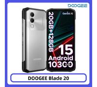 DOOGEE Blade 20, smartphone robuste Android 15, batterie 10300 mAh, écran 6,6 pouces HD+ IPS 90 Hz, 20 Go RAM + 128 Go ROM, appareil photo IA 16 MP, triple SIM, débloqué