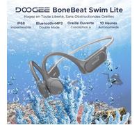DOOGEE Écouteurs à Conduction Osseuse, IP68, Natation, Autonomie 10h, BT5.4, 32Go MP3, Double Mode, Sport & Cyclisme-Gris clair