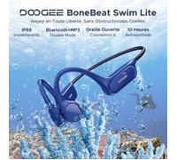DOOGEE Écouteurs à Conduction Osseuse, IP68, Natation, Autonomie 10h, BT5.4, 32Go MP3, Double Mode, Sport & Cyclisme-Bleu