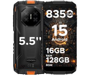 DOOGEE Fire 3 Pro - Smartphone robuste IA Android 15, 16 Go RAM + 128 Go/2 To stockage, octa-cœur, 8350 mAh/18 W, 5,5 pouces HD+ IPS, double SIM 4G, 16 MP, Widevine L1, Jack 3,5 mm, Face ID, OTG, NFC