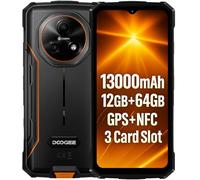 DOOGEE Fire 5 Telephone Incassable, 13000mAh, 12 Go+64 Go, 6.6" HD+ 90Hz, 13MP AI Camera, IP68/IP69K, Android 15, Octa-Core, Double SIM, NFC, Rugged Smartphone Etanche, pour Chantier