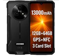DOOGEE Fire 5 Telephone Incassable, 13000mAh, 12 Go+64 Go, 6.6" HD+ 90Hz, 13MP AI Camera, IP68/IP69K, Android 15, Octa-Core, Double SIM, NFC, Rugged Smartphone Etanche, pour Chantier
