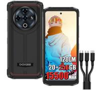 DOOGEE Fire 6 Power Téléphones Portables Débloqués 4G Robustes, 20 Go + 256 Go, 15500 mAh/18W, 50 MP + 8 MP, LED 120 LM, 6,56 Pouces, Face ID/DRM L1/IP68 Indestructible Smartphone Noir