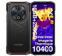DOOGEE Fire 6 Telephone Portable Incassable, 16GB+256GB/TF 2TB, Imagerie Thermique, 10400 mAh 6,56" HD+, 50MP + 8MP Android 14 Smartphone Incassable, Trois Fentes pour Cartes, IP68/IP69K/OTG/GPS