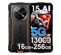 DOOGEE Fire 7 5G Téléphone Portable Incassable,16Go+256Go/2TB,13000mAh 18W Android 15 Smartphone Incassable,6.6" HD+90Hz,64MP+16MP AI Caméra,IP68/NFC/OTG/GPS (Orange)