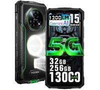 Doogee Fire 7 Pro 5G Telephone Portable Incassable 32Go+256Go 6,6'' 13000mAh Smartphone Robuste 64MP Double SIM/NFC/Face ID Vert