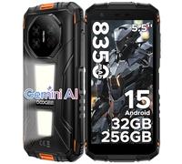 DOOGEE FIRE3MAX Telephone Portable Incassable Android15, 32GO RAM+256GO ROM/2TO, Smartphone Incassable 1200LM Double Lampe Camping 8350mAh, Caméra 48MP, Écran 5.5" Dual SIM, NFC/Face ID/OTG/GPS