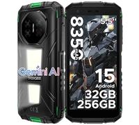 DOOGEE FIRE3MAX Telephone Portable Incassable Android15, 32GO RAM+256GO ROM/2TO, Smartphone Incassable 1200LM Double Lampe Camping 8350mAh, Caméra 48MP, Écran 5.5" Dual SIM, NFC/Face ID/OTG/GPS