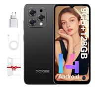 DOOGEE N55 smartphone 6.56 pouce HD+ 90Hz IPS téléphone portable Android 14, 9Go + 128Go batterie 5150 mAh 13MP caméra - Noir