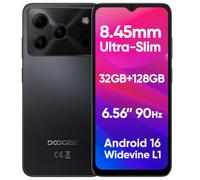 DOOGEE Note 56 Pro Android 16 Téléphone Portable Déverrouillé, Design Fin et Élégant, 32GB+128GB, 6.56" 90Hz Écran, 4G Smartphone, 13MP+8MP, Batterie 6200mAh, Dual SIM, Widevine L1, GPS NFC, Noir