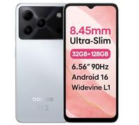 DOOGEE Note 56 Pro Android 16 Téléphone Portable Déverrouillé, Design Fin et Élégant, 32GB+128GB, 6.56" 90Hz Écran, 4G Smartphone, 13MP+8MP, Batterie 6200mAh, Dual SIM, Widevine L1, GPS NFC, Blanc