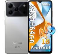 DOOGEE Note 56 - Téléphone Android 16 64 Go extensible 2 To - Batterie géante 6150 mAh - Écran 90Hz - 8MP - 4G débloqué - Triple slot SIM Gris