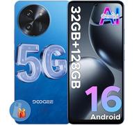 DOOGEE Note 59 Smartphone 5G Android 16, 32GB RAM+128GB ROM/TF 2TB, 6.75'' HD 120Hz Telephone Portable, Batterie 6250mAh, Ultra-Mince 8,6 mm, Caméra 16MP 4K, NFC/Widevine L1/Face ID, Bleu