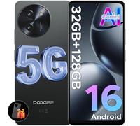 DOOGEE Note 59 Smartphone 5G Android 16, 32GB RAM+128GB ROM/TF 2TB, 6.75'' HD 120Hz Telephone Portable, Unisoc T8200, Batterie 6250mAh, Ultra-mince 8,6 mm, Caméra 16MP 4K, NFC/Widevine L1/Face ID-Noir