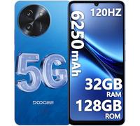 DOOGEE Note 59 Smartphone 5G Android, 32GB RAM+128GB ROM/TF 2TB, 6.75'' HD 120Hz Telephone Portable, Unisoc T8200, Batterie 6250mAh, Ultra-Mince 8,6 mm, Caméra 16MP 4K, NFC/Widevine L1/Face ID-Bleu