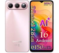 Doogee Note 60 Smartphone 32Go(3+29) + 128Go/jusqu'à 2To 6.56"" Écran 6150mAh Android 16 13MP Téléphone 4G Double Sim NFC GPS - Rose