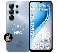 DOOGEE Note X Pro Smartphone Android 16,32Go RAM+128Go/TF 2To,6150mAh 6.56"" HD,Telephone Portable NFC,avec Google Pay Face ID-Bleu