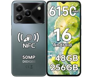 DOOGEE Note56 Plus Andriod 16 Téléphone Portable, 48Go+256Go/2To Smartphone Pas Cher, 50MP+8MP, 6.56" 120Hz, 6150mAh Smartphone Débloqué, 4G Dual SIM/Face ID/NFC/GPS/OTG/Prise Casque 3.5mm