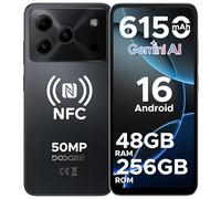 DOOGEE NOTE56 Plus Android 16 Telephone Portable, 48Go+256Go/2TB, Smartphone Pas Cher, 50MP+8MP, Smartphone Octa Core 6.56" HD+ 90Hz, 6150mAh, Débloqué 4G Dual SIM, Fingerprint/Face ID/NFC/OTG, Noir