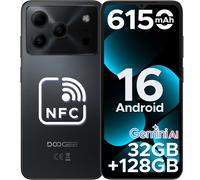 DOOGEE Note56 Pro Smartphone 32GB + 128GB Android 16 6150mAh batterie 6.56 ''90Hz écran 13MP + 8MP Widevine L1 NFC téléphone portable 4GB 128GB BLACK