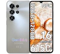 DOOGEE Note56X Pro Android 16 Smartphone Pas Cher, 32Go+128Go/TF 2To Telephone Portable Pas Cher, 6150mAh Téléphone Portable, 6.56" HD+90Hz, 13MP+8MP, Dual SIM/FaceID/Fingerprint/NFC/3.5mm/Gemini Al