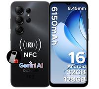 DOOGEE Note56X Pro Smartphone Android 16,32Go RAM+128Go/TF 2To,6150mAh 6.56"" HD,Telephone Portable NFC,avec Google Pay Face ID-Noir