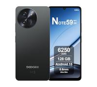 DOOGEE Note59 Smartphone 5G Android 15, 32 Go RAM + 128 Go ROM, Batterie 6250mAh, Écran 6.75 Pouces HD+ 120Hz, AI Camara 16MP, Octa-Core, Double SIM, NFC, Telephone Portable Debloqué, 2025, Noir