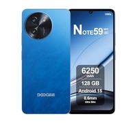 DOOGEE Note59 Smartphone 5G Android 15, 32 Go RAM + 128 Go ROM, Batterie 6250mAh, Écran 6.75 Pouces HD+ 120Hz, AI Camara 16MP, Octa-Core, Double SIM, NFC, Telephone Portable Debloqué, 2025, Bleu