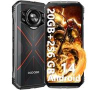 DOOGEE S Cyber Téléphone Portable Incassable Android 14, 10800mAh, 20Go+256Go/1To, Smartphone Incassable 6.58 Pouces FHD+ Écran 50MP AI Caméra, Double SIM/Octa Core/IP68/IP69K/NFC/GPS/OTG, Noir Rouge