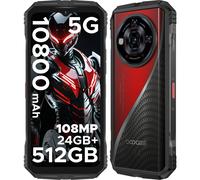 DOOGEE S118 Pro, smartphone robuste Android 5G, 6,6 pouces FHD+ 120 Hz, 10800 mAh/33 W, 108 MP+20 MP vision nocturne, 24 Go+512 Go (2 To) DDR5, Dimensity 7050, IA, Wi-Fi 6, Face ID, NFC - Rouge