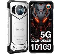 DOOGEE S200 5G Telephone Portable Incassable Android 14 32Go + 256Go/2to avec Écran Arrière de 1,32", 10100mAh/33W 6,72" 100MP+20MP Dual SIM/NFC, Argent