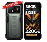 Téléphone robuste DOOGEE S200 Max 36 Go + 512 Go 22000 mAh 66 W Double lampe torche LED Écran arrière 1,32 pouces Dimensity 7050 Appareil photo 108 MP NFC 16GB 512GB Gold