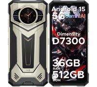 DOOGEE S200 Plus 5G AI Téléphone Portable Incassable, 36Go+512Go/2TB,11000mAh 66W Smartphone 6.72"" FHD+120Hz,100MP+20MP NFC - Or