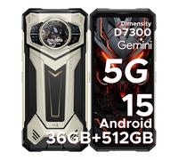 DOOGEE S200 Plus Smartphone Rugged 5G, Dimensity 7300, (16 Go+20 Go)+512 Go avec Écran Arrière Dynamique 1,32" Android 15 Téléphone Rugged, 10100 mAh, Caméra Vision Nocturne 100 MP+20 MP, 6,72", 120 H