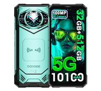 DOOGEE S200 X Telephone Portable Incassable 5G, 32GB+512GB/TF 2TB, 10100mAh/33W, 100MP+20MP，MTK 7050, Ecran arrière 1,32'' Smartphone, 6.72”+120Hz,Téléphone WiFi6/NFC/DDR5/Face ID/OTG (Vert)