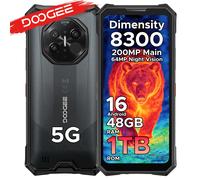 DOOGEE S300 Plus Téléphone Robuste 5G avec Imagerie Thermique, Processeur Dimensity 8300, Écran 6.78'', Caméra IA 200MP, 48 Go (12+36) de RAM, 1 To de ROM, Batterie 11000 mAh, Android 16, Charge 12GB